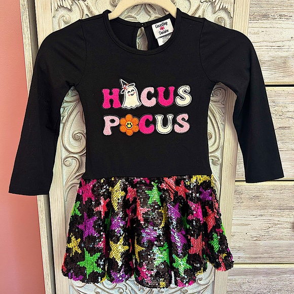 Counting Daisies long sleeve hocus pocus ghost tunic sequin bottom girls 4/5 - Picture 1 of 7
